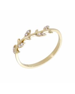 New 9ct Yellow Gold Cubic Zirconia Floral Band Ring