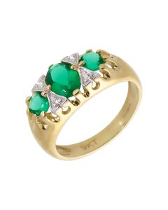 New 9ct Yellow Gold Green & White Cubic Zirconia Dress Ring