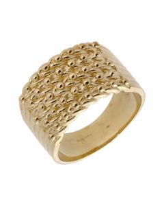 New 9ct Yellow Gold Gents 5 Row Keeper Ring