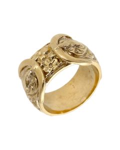New 9ct Yellow Gold Patterned Double Buckle Ring 16.2g