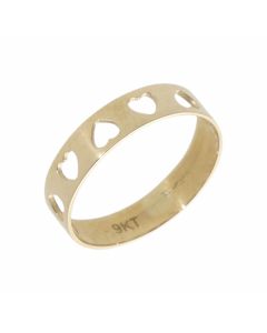 New 9ct Yellow Gold Cut-Out Hearts Band Ring
