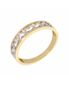 New 9ct 2 Colour Gold Hearts Lattice Style Ring