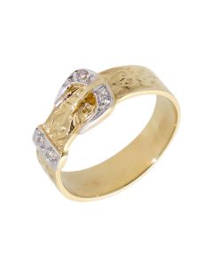 New 9ct Yellow Gold Stone Set Childs Single Buckle Dress Ring