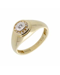 New 9ct Yellow Gold Cubic Zirconia Mens Dress Ring