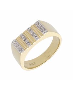 New 9ct Yellow Gold Cubic Zirconia Rectangle Signet Ring