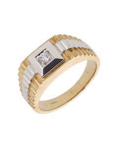 New 9ct Yellow & White Gold Cubic Zirconia Rolex Style Ring