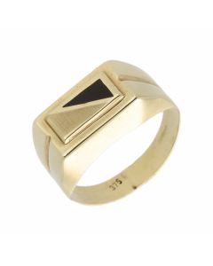 New 9ct Yellow Gold Black Onyx Signet Ring