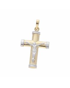 New 9ct 2 Colour Gold Crucifix Pendant