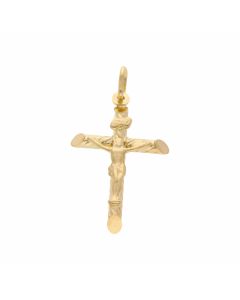 New 9ct Yellow Gold Twist Pattern Crucifix Pendant