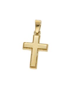New 9ct Yellow Gold Patterned Edge Cross Pendant