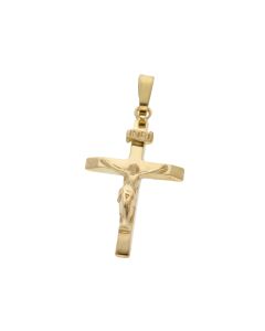 New 9ct Yellow Gold Hollow Crucifix Pendant