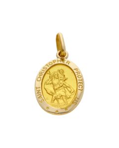 New 9ct Yellow Gold Oval St Christopher Pendant