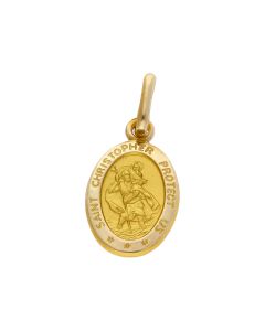 New 9ct Yelow Gold Oval small St Christopher Pendant