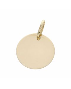 New 9ct Yellow Gold Polished Identity Disc Pendant