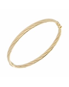 New 9ct Gold Twisted Design Ladies Hinged Bangle