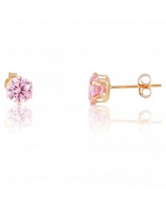 New 9ct Gold Pink Cubic Zirconia Stud Earrings