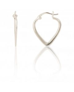 New Sterling Silver Flat Heart Shape Creole Hoop Earrings