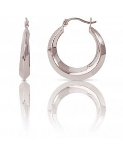 New Sterling Silver Polished Round Creole Hoop Earrings