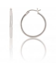 New Sterling Silver 20mm Polished Round Creole Hoop Earrings