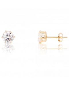 New 9ct Gold 5mm Cubic Zirconia Claw Set Stud Earrings