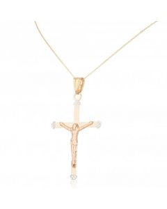 New 9ct Yellow  White  & Rose Gold 18 Inch Crucifix Necklace