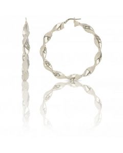 New Sterling Silver Large Twisted Design Creole Hoop Earrings