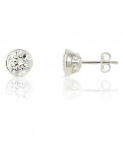 New Sterling Silver 7mm Cubic Zirconia Stud Earrings