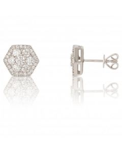 New 9ct White Gold 1.00ct Diamond Cluster Stud Earrings