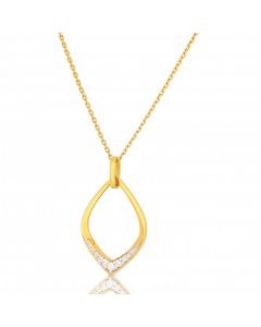 New 9ct Gold Diamond Open Loop Pendant & Chain Necklace