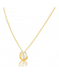 New 9ct 2 Colour Gold Diamond Swirl Pendant & Chain Necklace