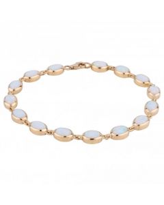 New 9ct Yellow Gold 7 Inch Ladies Cultured Opal Set Bracelet