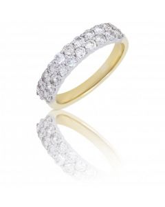 New 9ct Yellow & White Gold 1.00ct Diamond 2 Row Eternity Ring