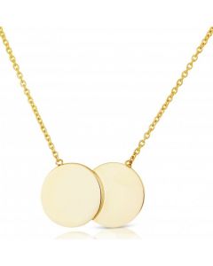New 9ct Yellow Gold Small Double Disc Chain Necklace