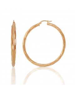 New 9ct Yellow Gold 40mm Twisted Hoop Earrings