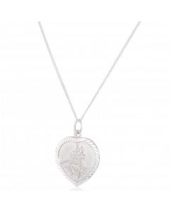 New Silver Heart St Christopher Pendant & 18" Chain Necklace