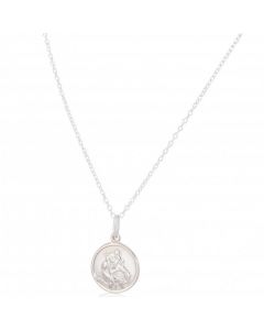 New Sterling Silver St Christopher Pendant & 18" Chain Necklace