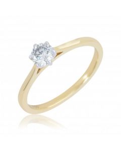 New 9ct Yellow Gold 0.41ct Diamond Solitaire Single Stone Ring
