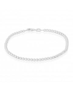 New Sterling Silver 3mm Bead Link Ladies Bracelet