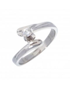 Pre-Owned 14ct White Gold Diamond Solitaire Twist Ring