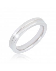 Pre-Owned 18ct White Gold 3mm Ridged Wedding Band Ring