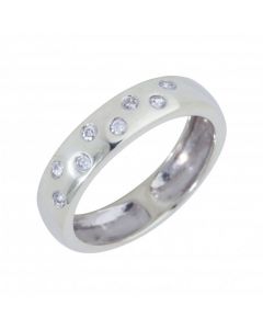 Pre-Owned 9ct White Gold Cubic Zirconia Bubble Band Dress Ring