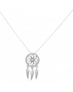 New Sterling Silver Stone Set Dreamcatcher Pendant & Necklace
