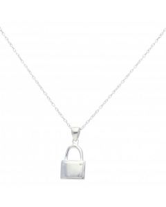 New Sterling Silver Padlock Pendant & Chain Necklace