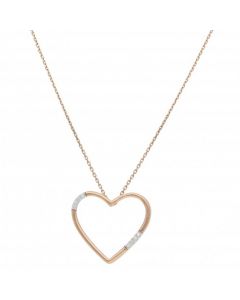 New 9ct Rose Gold Diamond Set Heart Pendant & Chain Necklace