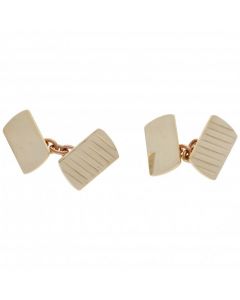 Pre-Owned 9ct Yellow Gold Patterned Rectangle Cufflinks