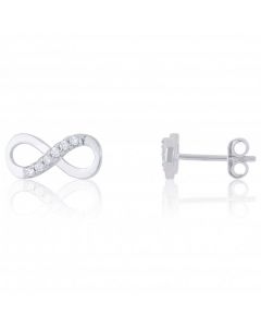 New Sterling Silver Cubic Zirconia Infinity Stud Earrings
