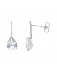 New Sterling Silver Clear Crystal Teardrop Stud Earrings