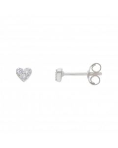 New Sterling Silver Cubic Zirconia Tiny Heart Stud Earrings