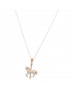 New Sterling Silver Carousel Horse Pendant & Chain Necklace