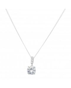 New Sterling Silver 8mm Cubic Zirconia Pendant & Chain Necklace